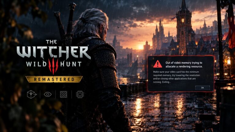 Fix Witcher 3 Remastered Out of Video Memory Trying to Allocate Rendering Resource Error Fix Witcher 3 Remastered Out of Video Memory Trying to Allocate Rendering Resource Error